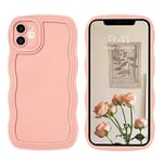 DOMAVER iPhone 12 Case with Cute Curly Wave 6.1 inch, TPU Silicone Slim Fit Shockproof Phone Cover for Girls Women Men, Full Body Protective iPhone 12 Cover, Pink