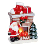 Christmas LED Fireplace Scene Battery Light up Ornament 18cm - Santa