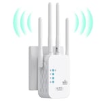 Répéteur WiFi Longue portée, amplificateur de Signal WiFi 1200 Mps 5 GHz / 2,4 GHz Dual-Band Anti-Jamming, Amplificateur WiFi 4 antennes, 2 Ports LAN, adapté pour Les Bureaux et Les Maisons, Facile à