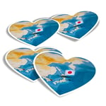 4x Heart Stickers - Japan World Map Flag #45439