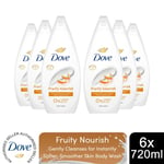 Dove Fruity Nourish Body Wash 0% Sulfate SLES for Soft & Smooth Skin 720ml, 6pk