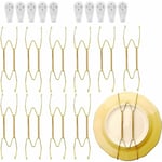 Zxpasra - groofoo 10pcs Portes Assiettes Murale Décorative en Acier Inoxydable Support Assiette Décorative Murale Dorée avec 10pcs Crochets Muraux