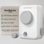 GorillaLine Max – Étendoir à Linge rétractable pour intérieur et extérieur | Corde à Linge Robuste | Étendoir à Linge Mural | avec Technologie GorillaGrip