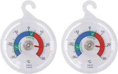 Twin Pack Fridge Thermometer Dial Refrigerator Thermometer, 65 mm Dial Fridge F