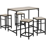 Sifree - Table de salle à manger Set de 1 Table + 4 Tabourets,100 x 60 x 87 cm Table Mange-debout Table haute cuisine