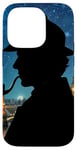 Coque pour iPhone 14 Pro Silhouette de Sherlock Holmes à Londres Nuit