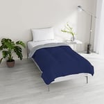 Italian Bed Linen Couette d'hiver Bicolore Sogni e Capricci, Bleu foncé/Gris Clair, 200x200cm
