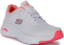 Skechers Arch Fit Infinity Cool Comfort Shoe White Pink Trainer Womens UK 3 - 8