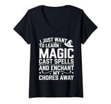 Womens I Just Want To Learn Magic Cast Spells V-Neck T-Shirt