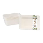 GREENBOX Lot de 50 bols à soupe en canne à sucre - 650 ml - Biodégradables - Boîte à menu pour döner de qualité supérieure non divisée - Vaisselle blanche rectangulaire