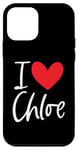 Coque pour iPhone 12 mini Cœur personnalisé avec inscription « I Love Chloe »