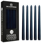 DECO EXPRESS Lot Bougies Effilées, Lot de 6, 10, 15 ou 50, Non Coulantes - Bougies Longue Durée de 8 H, Sans Parfum (Bleu nuit - Lot de 15)