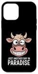 Coque pour iPhone 12 mini Just Another Day In Paradise Cow Humour Sarcasme Femmes Hommes