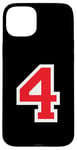 iPhone 15 Plus Jersey Number Uniform #4 Red, Four 4th Case