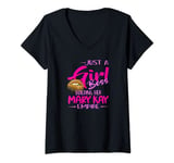 Womens Just a girl boss building her mary kay empire gift for women V-Neck T-Shirt