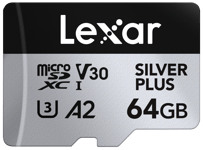 Lexar - microSDXC Professional SILVER Plus UHS-I/U3/A2/4K R205/W100 (V30) - 64GB