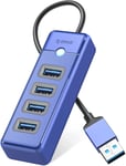 Hub USB 3.0, Orico 4 Port Adaptateur USB pour Laptop avec câble de 0,15m, Multiports USB compatibilité de Transfert de données Rapide avec Mac OS 10.x et Above, Linux, Android, Bleu