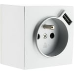 Prise 2 p+t 16A Silver avec prise usb (2,4A) - Bel'Vue