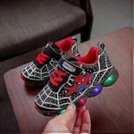 Barnens Sportskor Spiderman Ljusa Sneakers Barn Led Luminous Skor För Pojkar (29 svart)