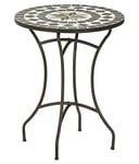 Dehner Table de Jardin Diana, Ø 60 cm, Hauteur 72 cm, métal, Aspect mosaïque, Marron/Gris/Blanc