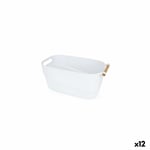 Multifunktionell korg Confortime Vit Trä Plast 27 x 14,5 x 12 cm Med handtag (12 antal)