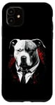 Coque pour iPhone 11 Pitbull Dog Gangster en costume Funny Mob Boss sur le thème