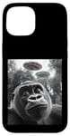 Coque pour iPhone 15 Gorilla Selfie avec Alien OVNI pour hommes, femmes, garçons, filles, enfants