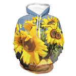 Knowikonwn Sweat à capuche pour homme Motif tournesol avec grande poche Blanc Taille 5XL