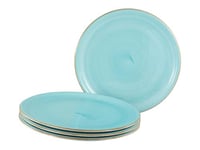 CreaTable, 34045, Série Vintage Nature Aqua, ensemble de vaisselle 4 pièces, assiette à pizza en porcelaine, compatible lave-vaisselle et micro-ondes, Fabriqué en Europe.