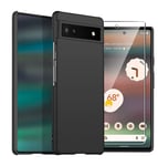 For Google Pixel 6a 5G Case Slim Hard Cover & Glass Screen Protector