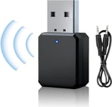 Adaptateur USB Bluetooth,Adaptateur Bluetooth 5.1 dans la Voiture AUX/USB Double Sortie,avec Câble Audio Numérique 3,5mm,Clé Bluetooth Récepteur Bluetooth Plug and Play pour Haut-Parleurs(Q615)