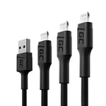 GC Ray LED | SET 3x 30cm 120cm 200cm Lightning Câble Nylon Chargeur Cable pour Apple iPhone 13 12 11 SE Pro/Max | iPhone X XR XS Max | iPhone 8 7 Plus | iPhone 6 6S 5 5C 5S | iPad Air/Pro/Mini