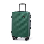 WITTCHEN Valise de Voyage Bagage à Main Valise Cabine Valise Rigide en ABS avec 4 roulettes pivotantes Serrure à Combinaison Poignée télescopique Circle Line Taille M Vert foncé