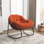 Fauteuil à bascule en rotin, rocking chair inclinable avec coussin rembourré pour porche, salon, Patio, jardin, 105x90x80cm, orange