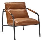 VASAGLE EKHO Collection - Fauteuil de Salon, Fauteuil d’Appoint avec Accoudoirs, Cadre Métallique, PU avec Coutures, Moderne Mi-siècle, pour Chambre, Salle de Lecture, Séjour, Marron Caramel LAC014K01