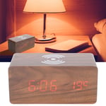 02 015 Wireless Charging Clock Wooden Alarm Clock Bedside Clock Rectangular