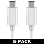 USB-C till USB-C Laddkabel 2 Meter Vit 5-Pack