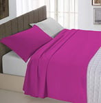 Italian Bed Linen CL-NC-Fuxia/Grigio chiaro-1P Natural Color ensemble de draps de lit, fuchsia/Gris clair, Single, 100 % Coton