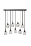 Brooklyn Tinted Glass Schoolhouse 9 Wire Cluster Lights, 5.5 inch, Smoke Grey, Pewter holder