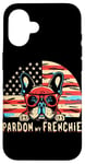 Coque pour iPhone 16 Bouledogue français Pardon My Frenchie America Retro Sunset Dog