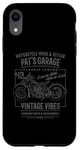 Coque pour iPhone XR Pat's Garage Design de moto pour le nom Pat