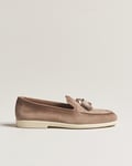 Santoni Summer Tassel Loafers Beige Suede