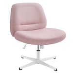 SONGMICS HOME Chaise de Bureau, Fauteuil Ergonomique, Style Moderne avec Base en Croix, Siège Large et Confortable, Hauteur Réglable, Siège Pivotant, Tissu Coton-Lin, Rose Bonbon OBG046R01