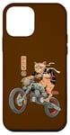 iPhone 12 mini Katana Cat Warrior in Japanese, Cat Samurai on a Motorcycle Case