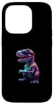 Coque pour iPhone 14 Pro Gaming Dinosaurs- Le T-rex joue aux jeux vidéo