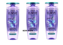 ELSEVE Lot de 3 pcs Shampoing Hyaluron Pure Purifiant 72H 300 ml /LOT8