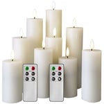 Mobili Rebecca - Rebecca Mobili Set de 9 Bougies Électriques, Bougies led, avec Télécommande et Minuteur, Blanc