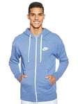 NIKE Men Sportswear Heritage Fleece Full-Zip Hoodie - Indigo Force/Heather/Sail, Large