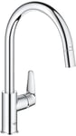 GROHE Start Curve Robinet de Cuisine, Mitigeur Monocommande Evier, Mousseur Extractible, Bec Haut, Zone de Rotation 360°, Chromé, 30562000