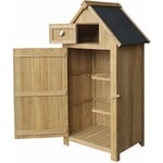 Helloshop26 - Cabane abri de jardin étroite en bois de sapin avec toit bitume 142 cm